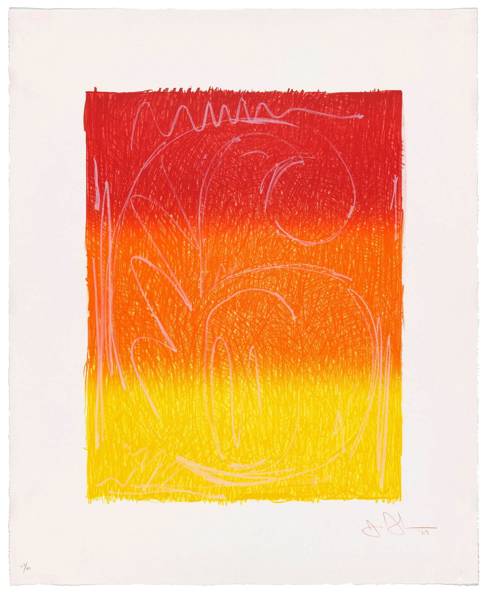 Jasper Johns Figure 6 1969 ULAE 65 Original Signed Color Lithograph, the full sheet unframed 