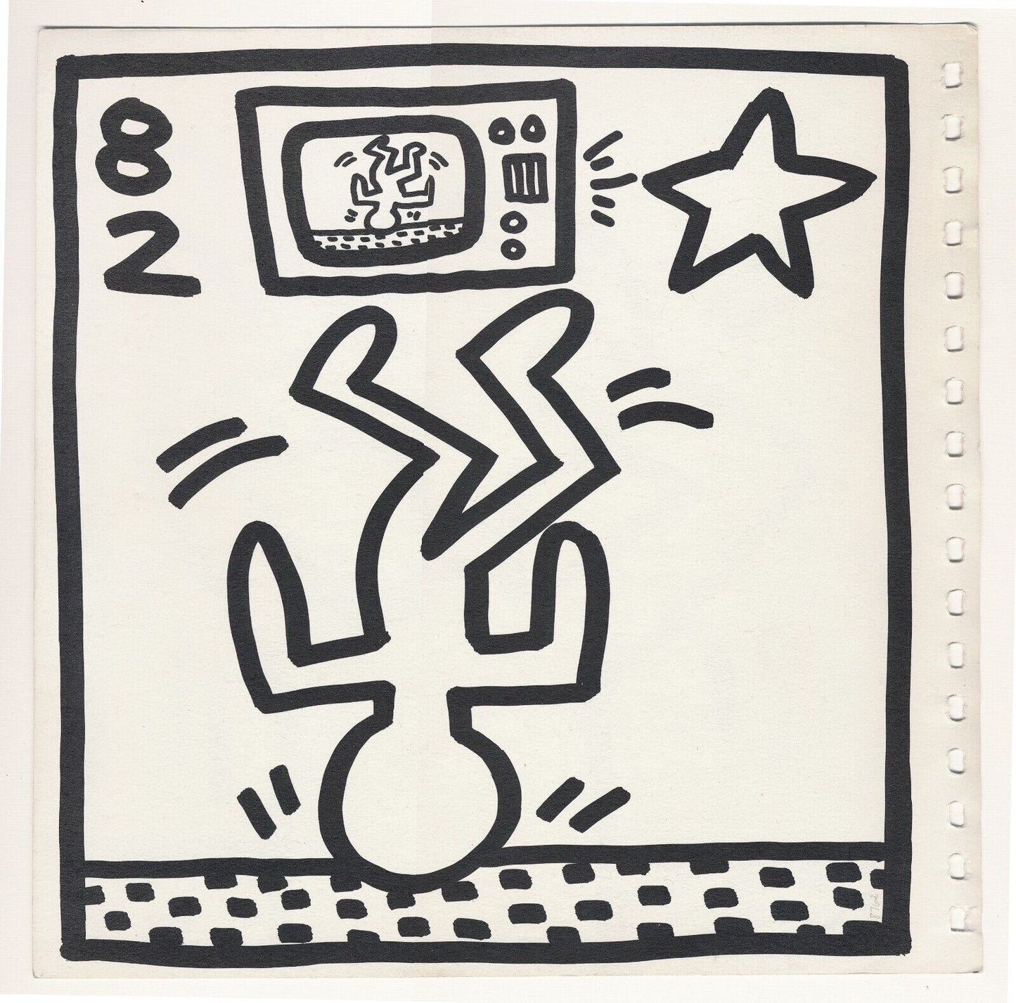 Keith Haring offset lithograph print Break Dancer, framed