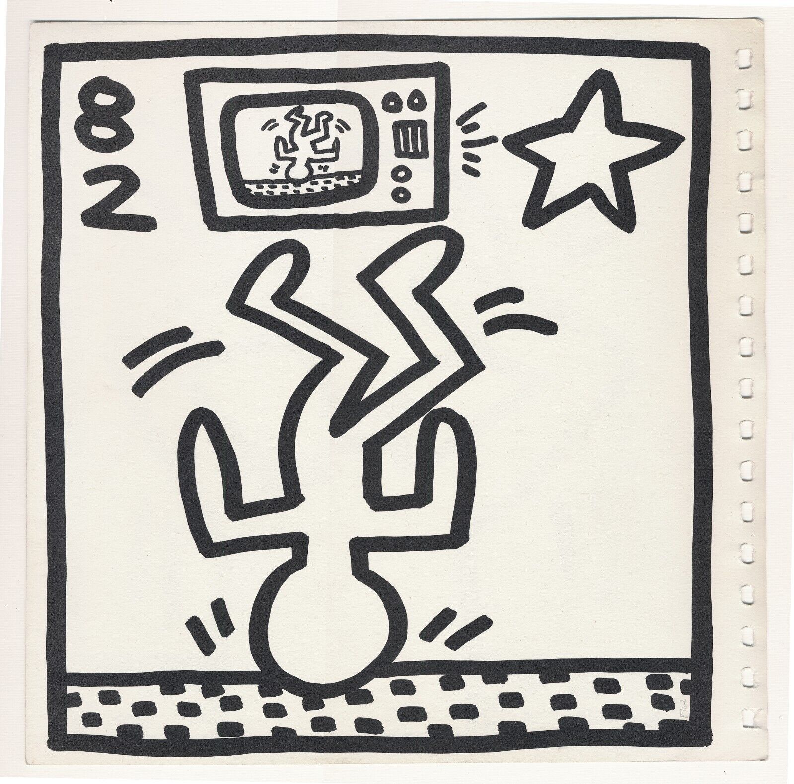 Keith Haring offset lithograph print Break Dancer, framed