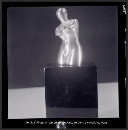 Man Ray Vierge apprivoisée / Domesticated Virgin (Let Me Out), 1969 archival photograph of this Ready-Made sculpture at Le Centre Pompidou