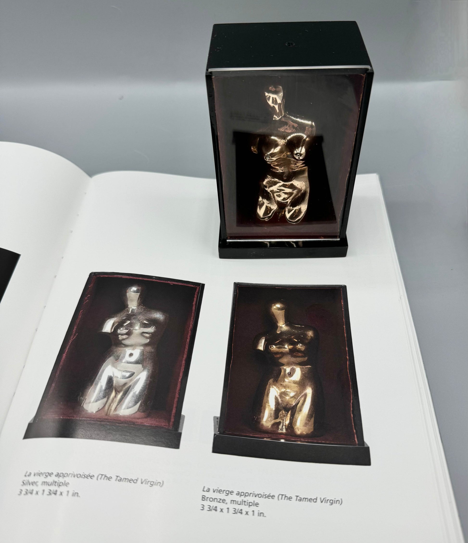 Man Ray Vierge apprivoisée / Domesticated Virgin (Let Me Out), 1969 bronze sculpture reproduced in this Exhibition Catalogue from Cornell University - Andrea Inselmann, A Private Eye: Dada, Surrealism and More from the Brandt Collection, Herbert F Johnson Museum of Art, Cornell University, 2006 in which this Man Ray Ready-Made is reproduced on page 99