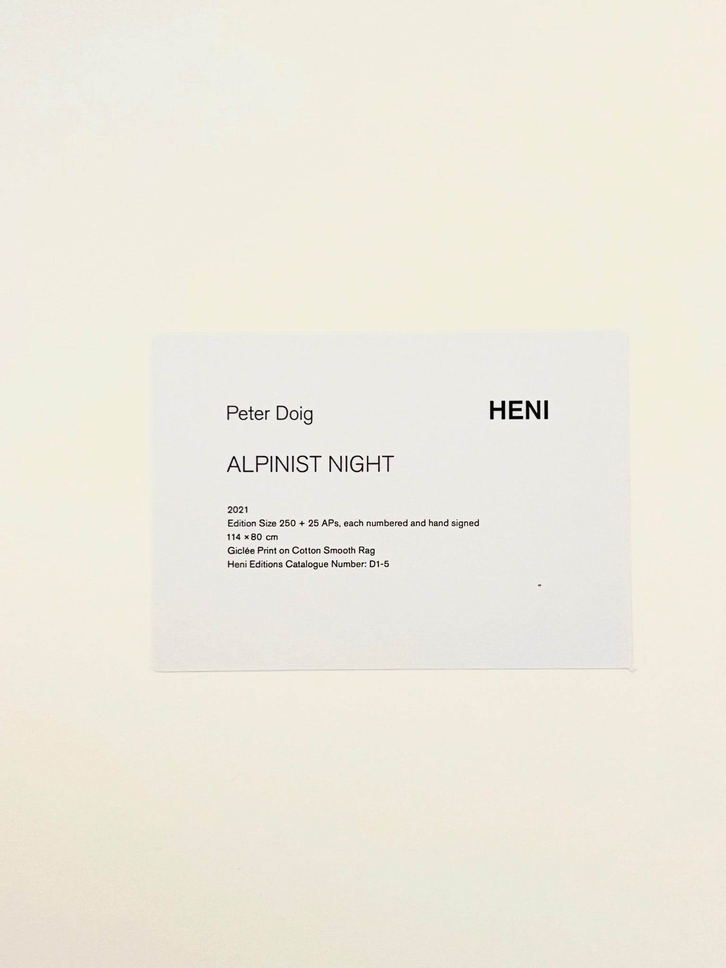 Peter Doig D1-5 Alpinist Night Large Giclée Limited Edition -Heni Documentation 