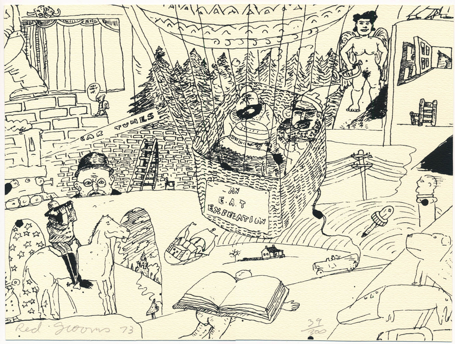 Red Grooms Untitled, 1973 screenprint on paper unframed the full sheet
