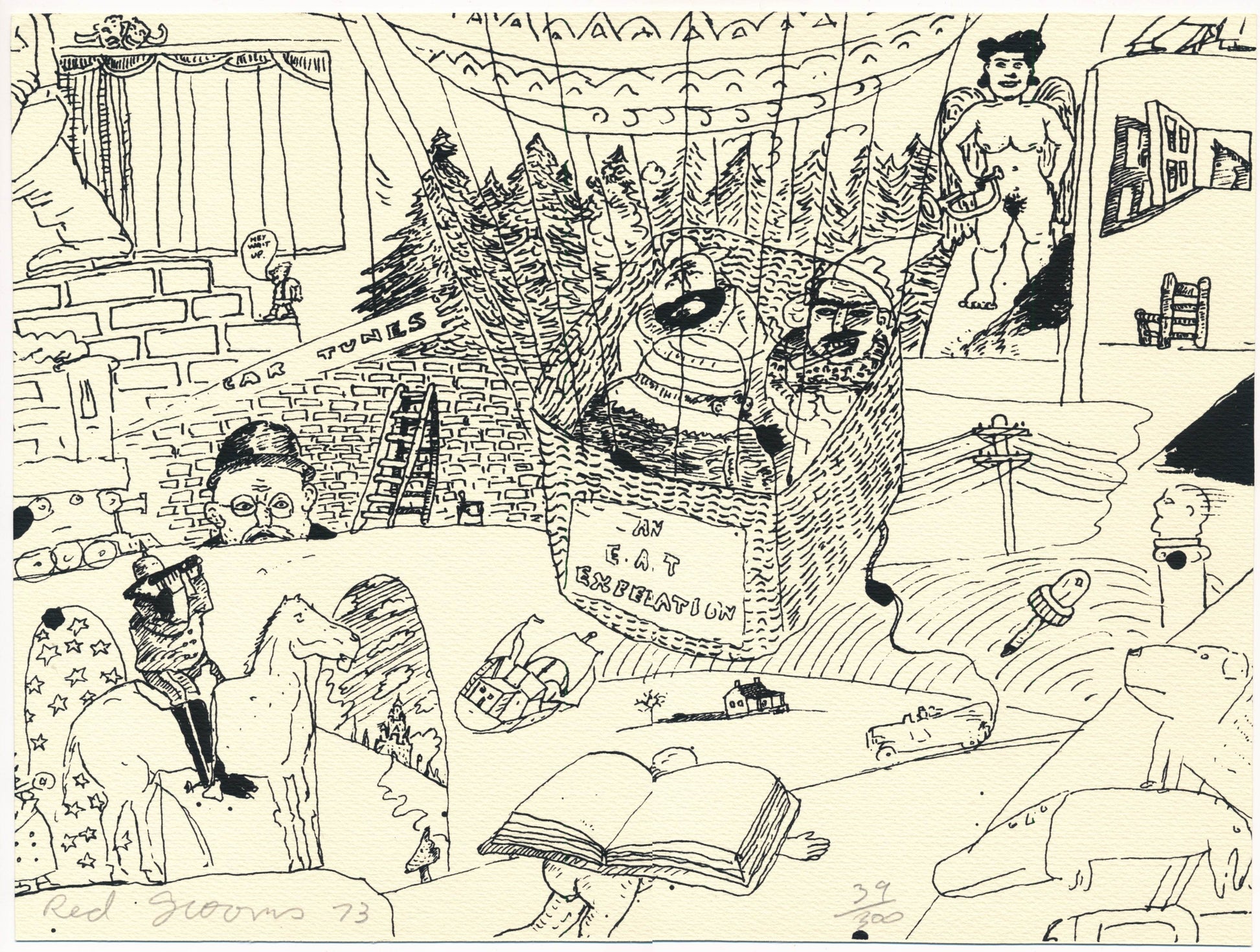Red Grooms Untitled, 1973 screenprint on paper unframed the full sheet
