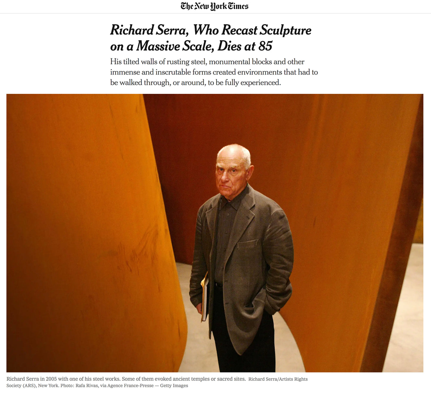 Richard Serra obituary New York Times