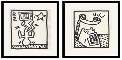 Keith Haring Set of 2 Double Sided 1982 Ltd Edition Offset Lithographs