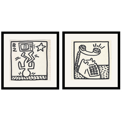 Keith Haring Set of 2 Double Sided 1982 Ltd Edition Offset Lithographs