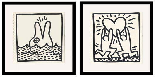 Keith Haring Set of 2 Double Sided 1982 Ltd Edition Offset Lithographs