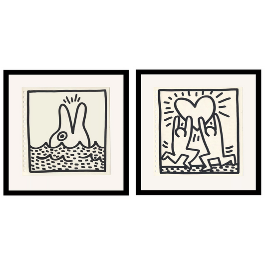 Keith Haring Set of 2 Double Sided 1982 Ltd Edition Offset Lithographs