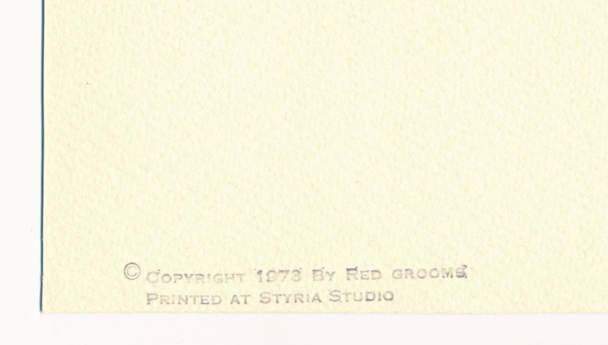Stamped in black on verso "© Copyright 1973 By Red Grooms Printed At Styria Studio"