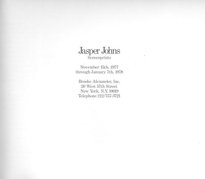 Title page accompanying Jasper Johns/Screenprints 28 page exhibition
catalogue Courtesy Joseph K. Levene Fine Art, Ltd. 