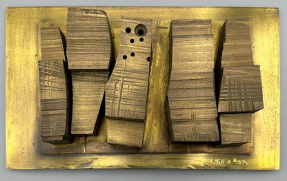 Tony Rosenthal Study for Abstract Plaque 1964 Signed Unique Brass Maquette - Joseph K. Levene Fine Art, Ltd. 