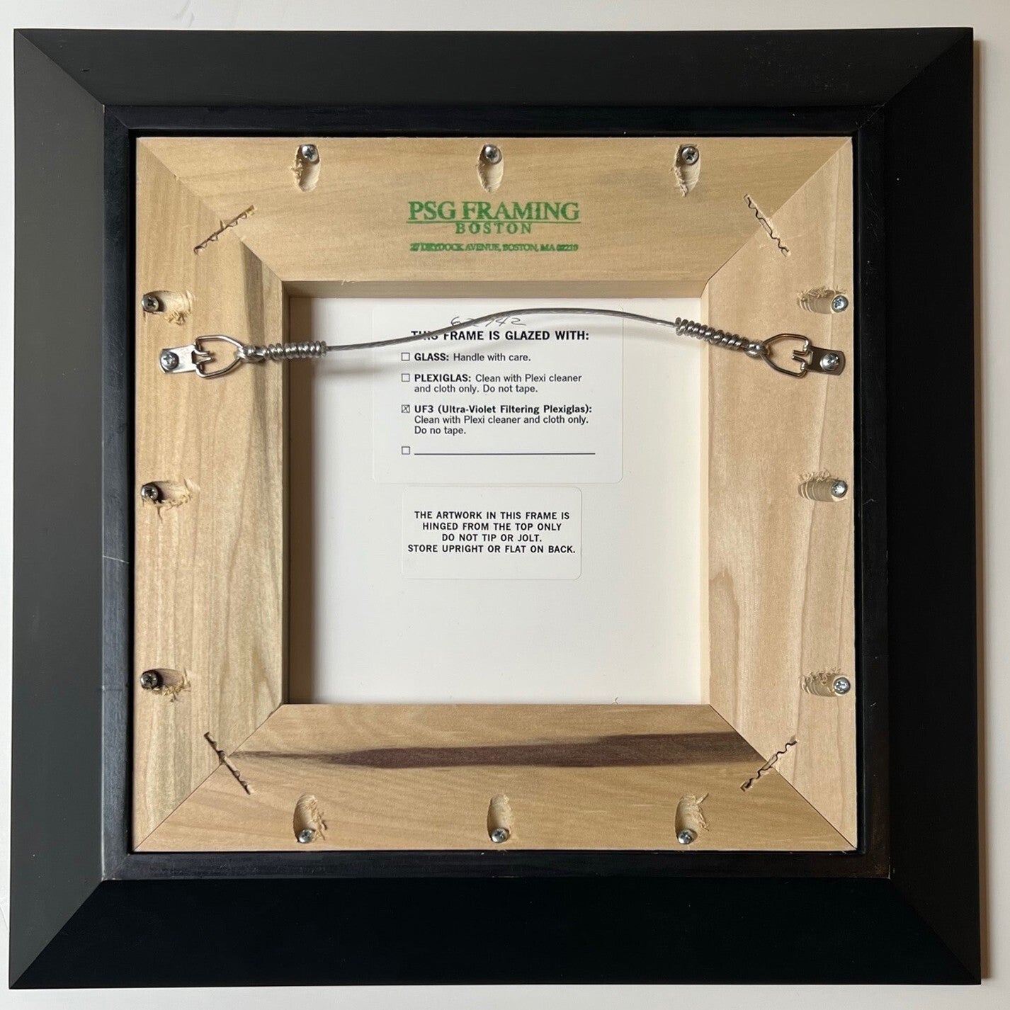 Verso of frame: Jasper Johns 1977 ULAE 186/S13 Crosshatch Ltd Ed in archival black wood frame Courtesy Joseph K. Levene Fine Art, Ltd. 