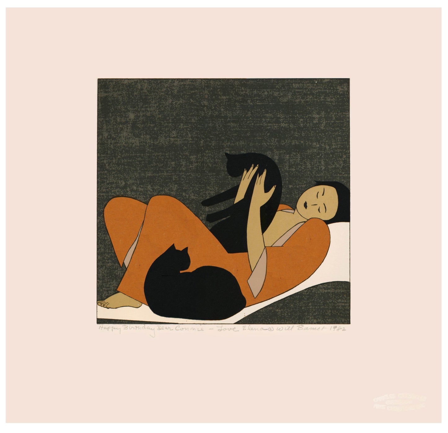 Will Barnet Woman and Cats (Cole 134), 1982 Color lithograph on paper, unframed 
