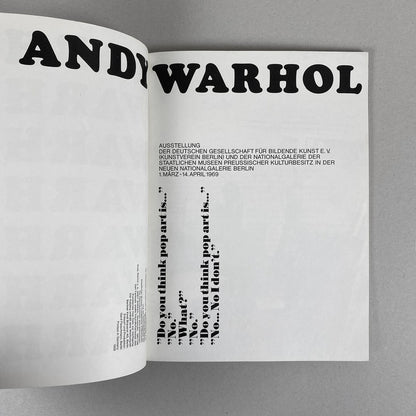 Andy Warhol Neuen Nationalgalerie, Berlin, 1969 1st Edition