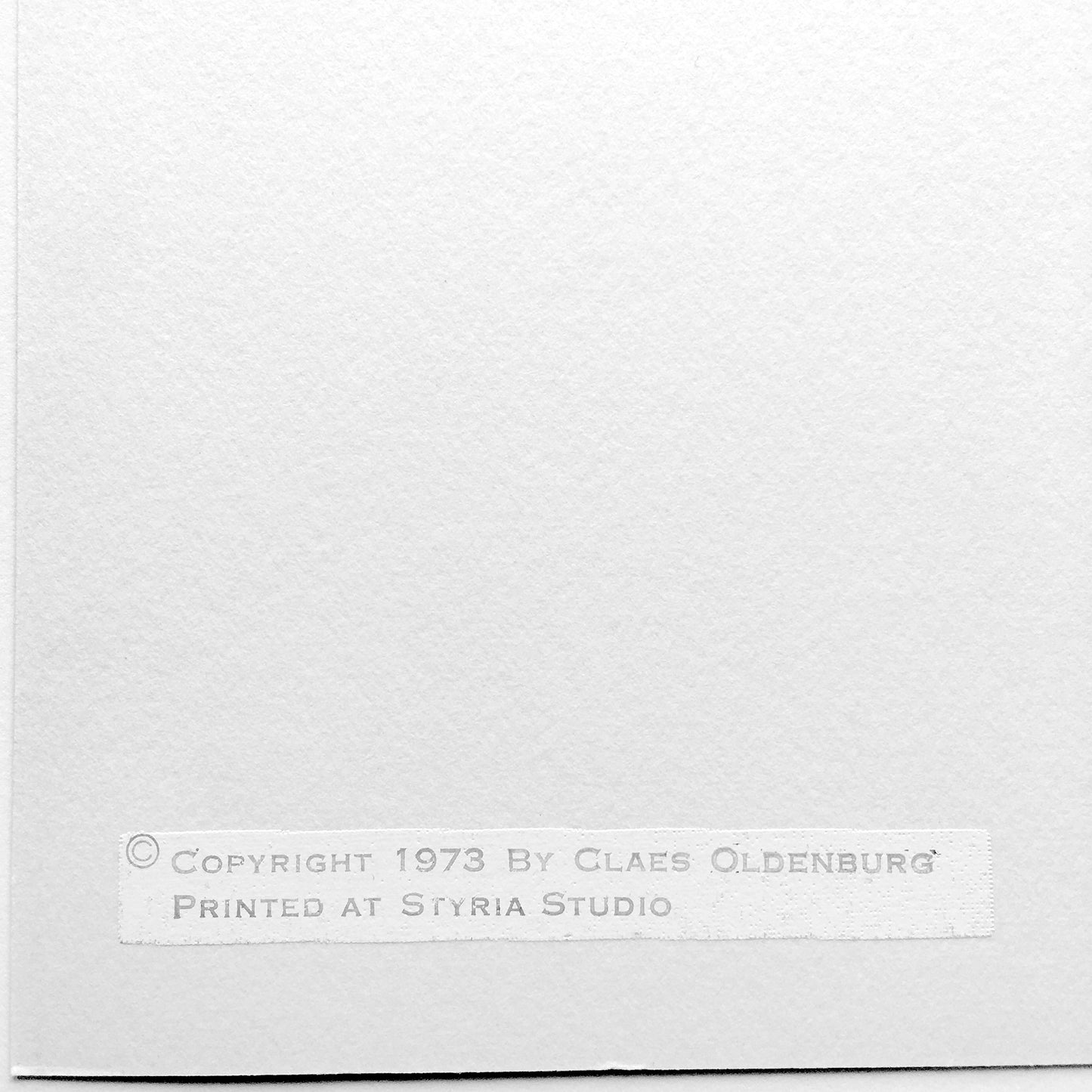 Claes Oldenburg M. Mouse-1 Ear-Tea Bag, 1973 stamp verso