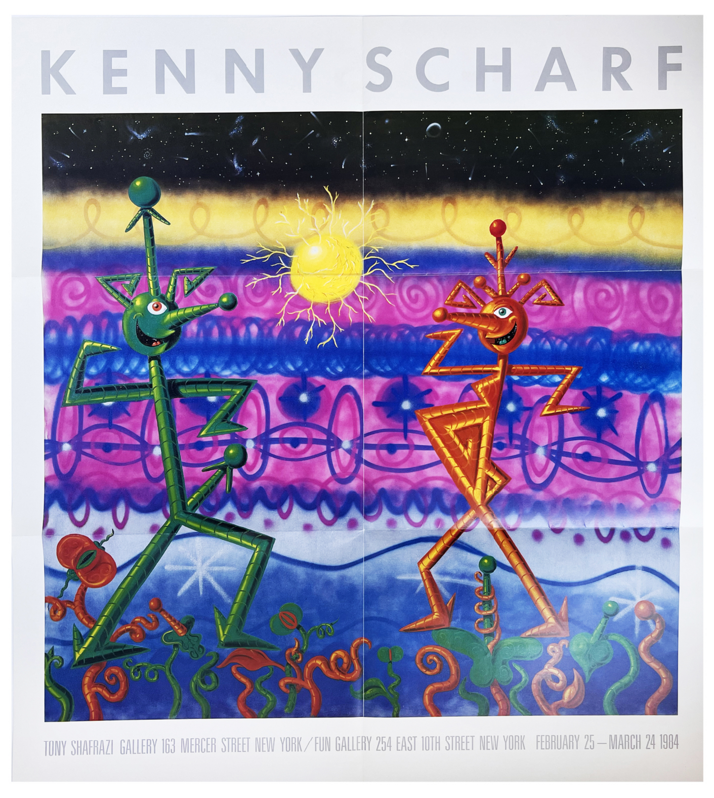 Kenny Scharf at Fun Gallery, Tony Shafrazi 1984 Vintage Exhibition Poster Unframed