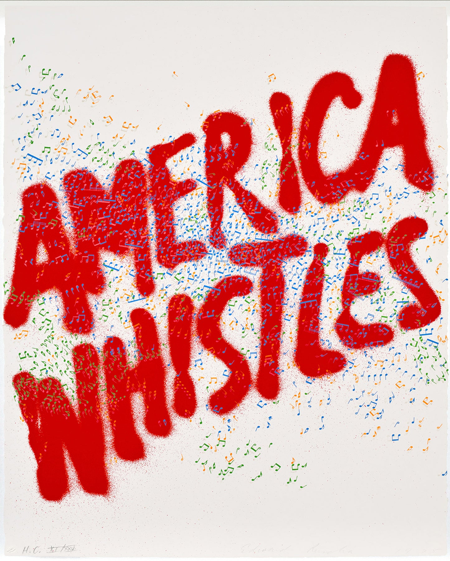 Ed Ruscha America Whistles (Siri Engberg 84), 1975 Color Lithograph Signed Numbered Ltd Ed Framed