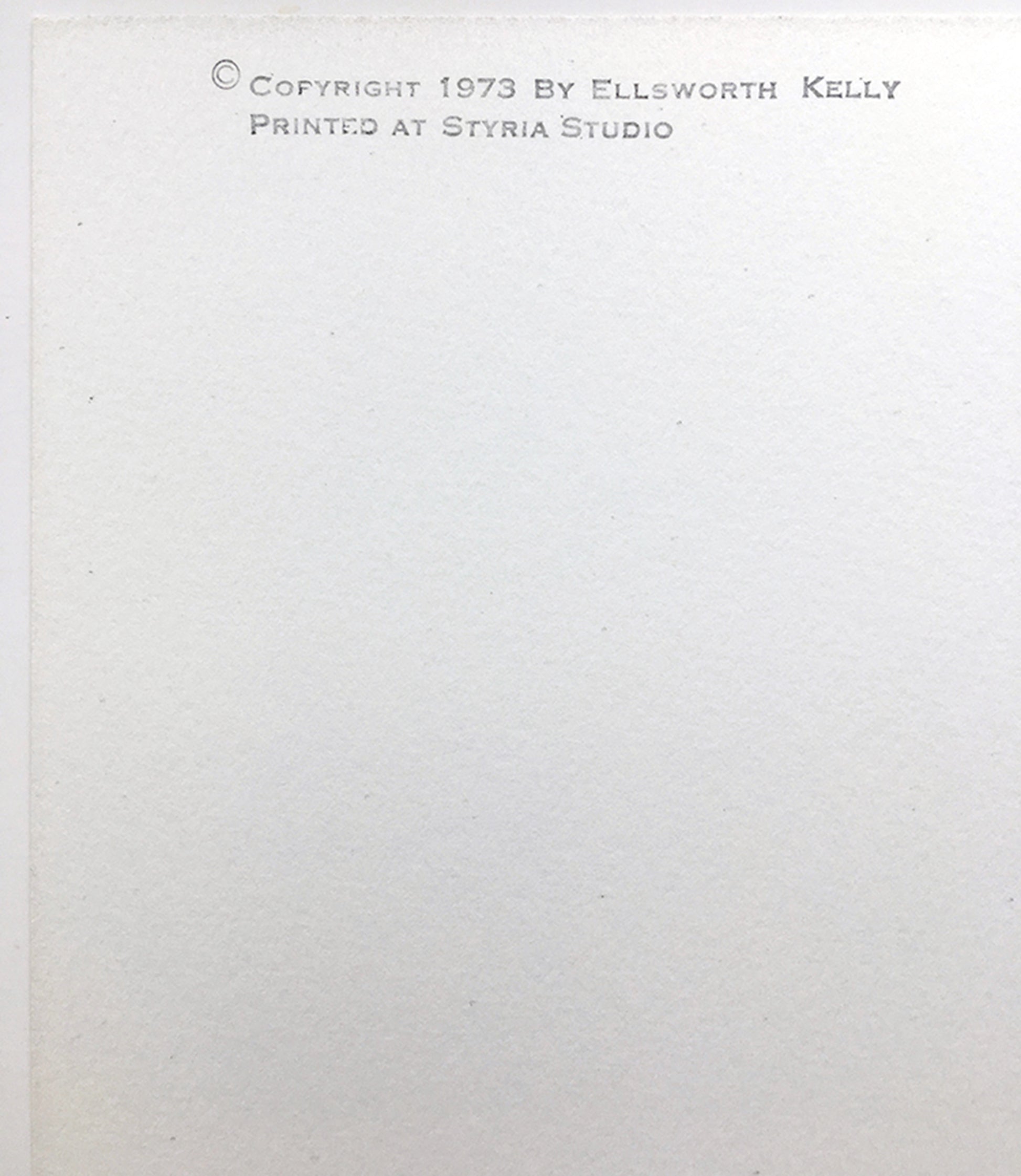 Ellsworth Kelly Untitled (Axsom 92), 1973 Color Screenprint stamp verso