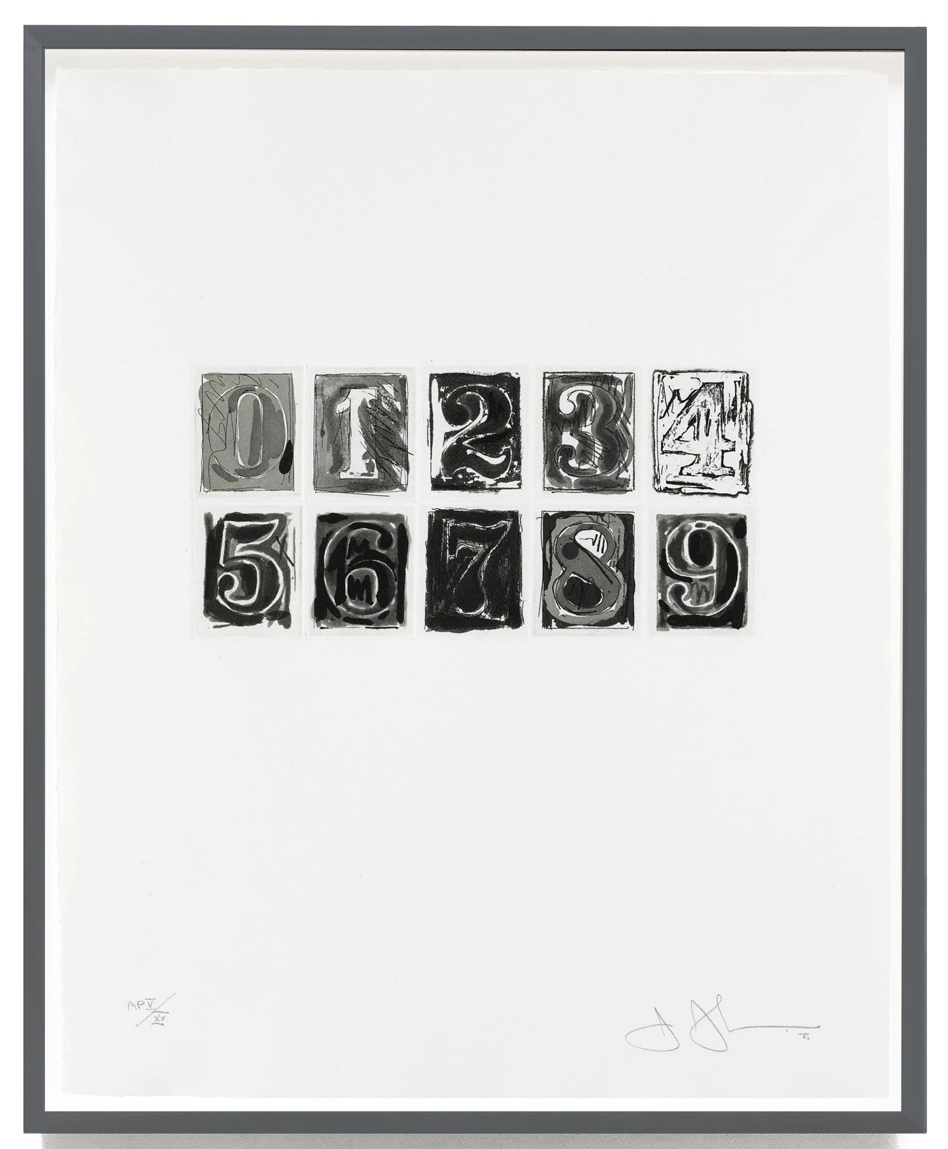 Jasper Johns 0-9 (ULAE 155), 1975 intaglio from 10 copper plates on Barcham Green paper Framed