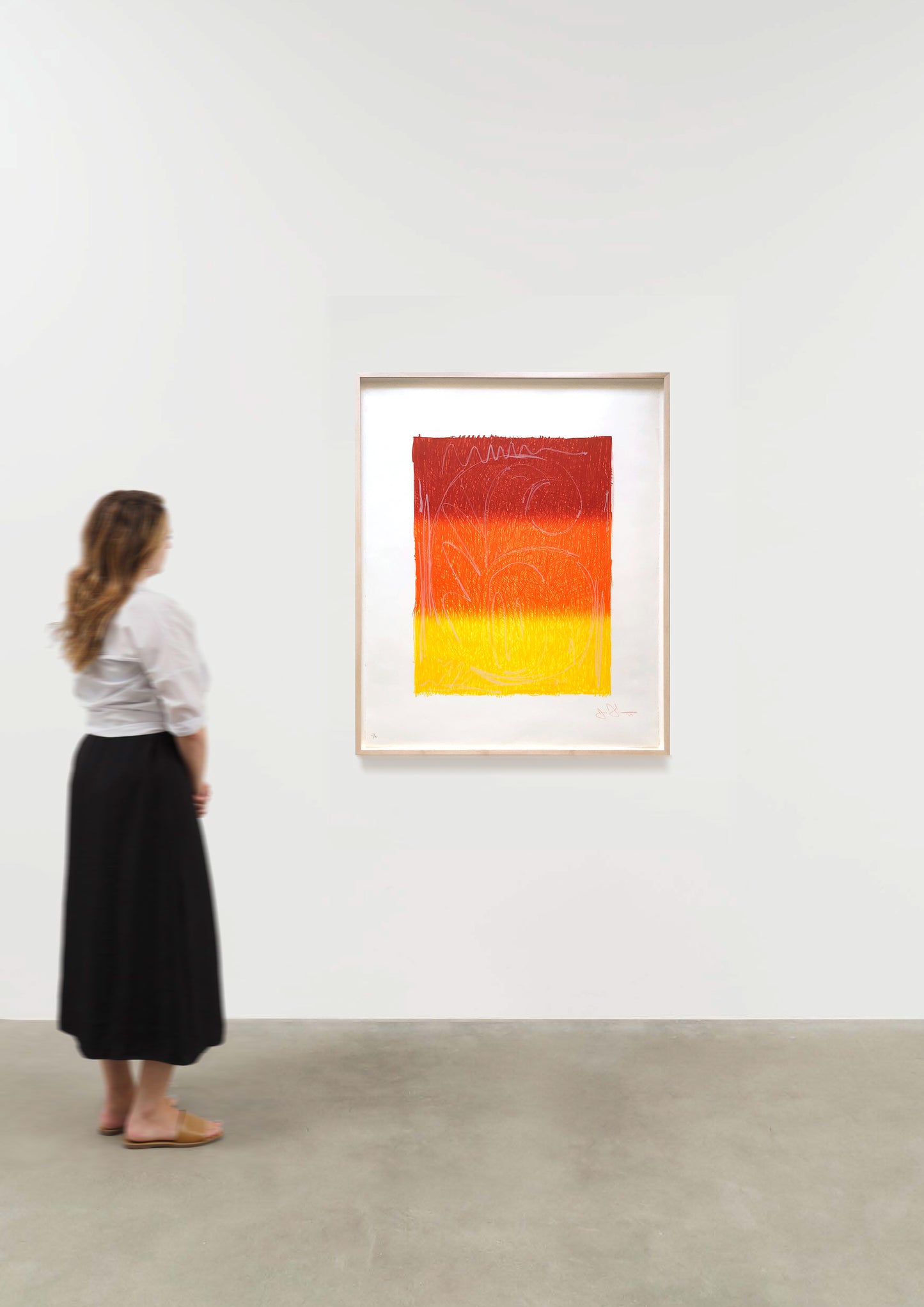 View For Scale: Jasper Johns Figure 6 (ULAE 65) 1969 lithograph in colors, on Arjomari paper framed 