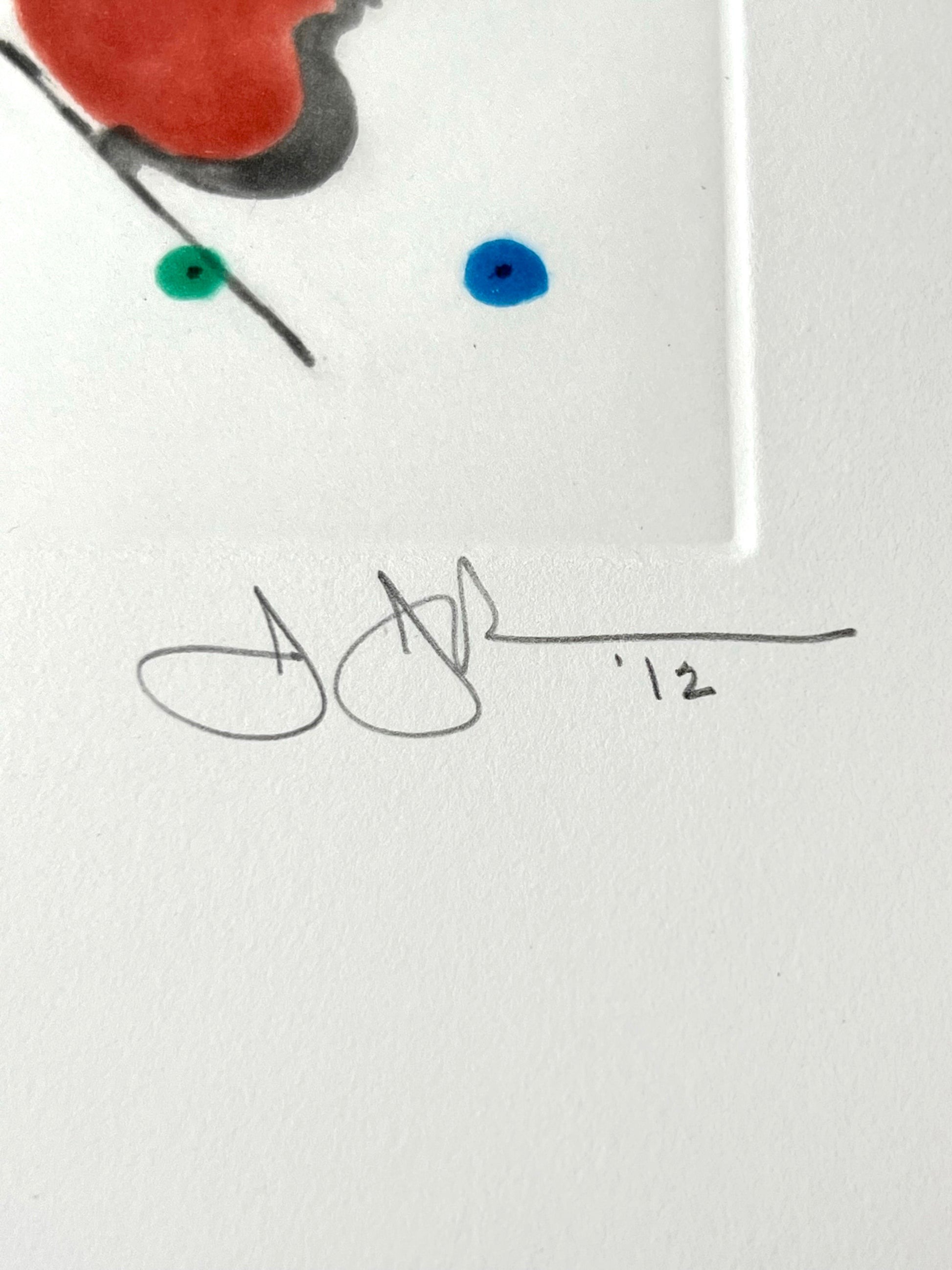 Jasper John Pencil Signature & Date lower right Jasper Johns Untitled, 2012 Color Intaglio Print  detail of signature and date