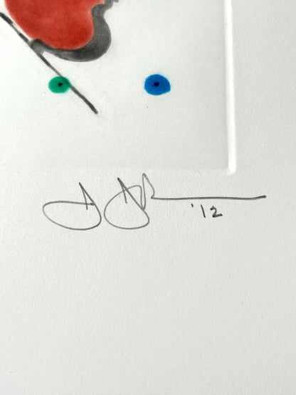 Jasper John Pencil Signature & Date lower right Jasper Johns Untitled, 2012 Color Intaglio Print  detail of signature and date