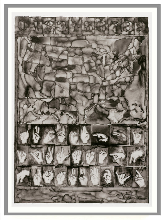 Jasper Johns Untitled (Map) 2013 Offset Lithograph Print Framed