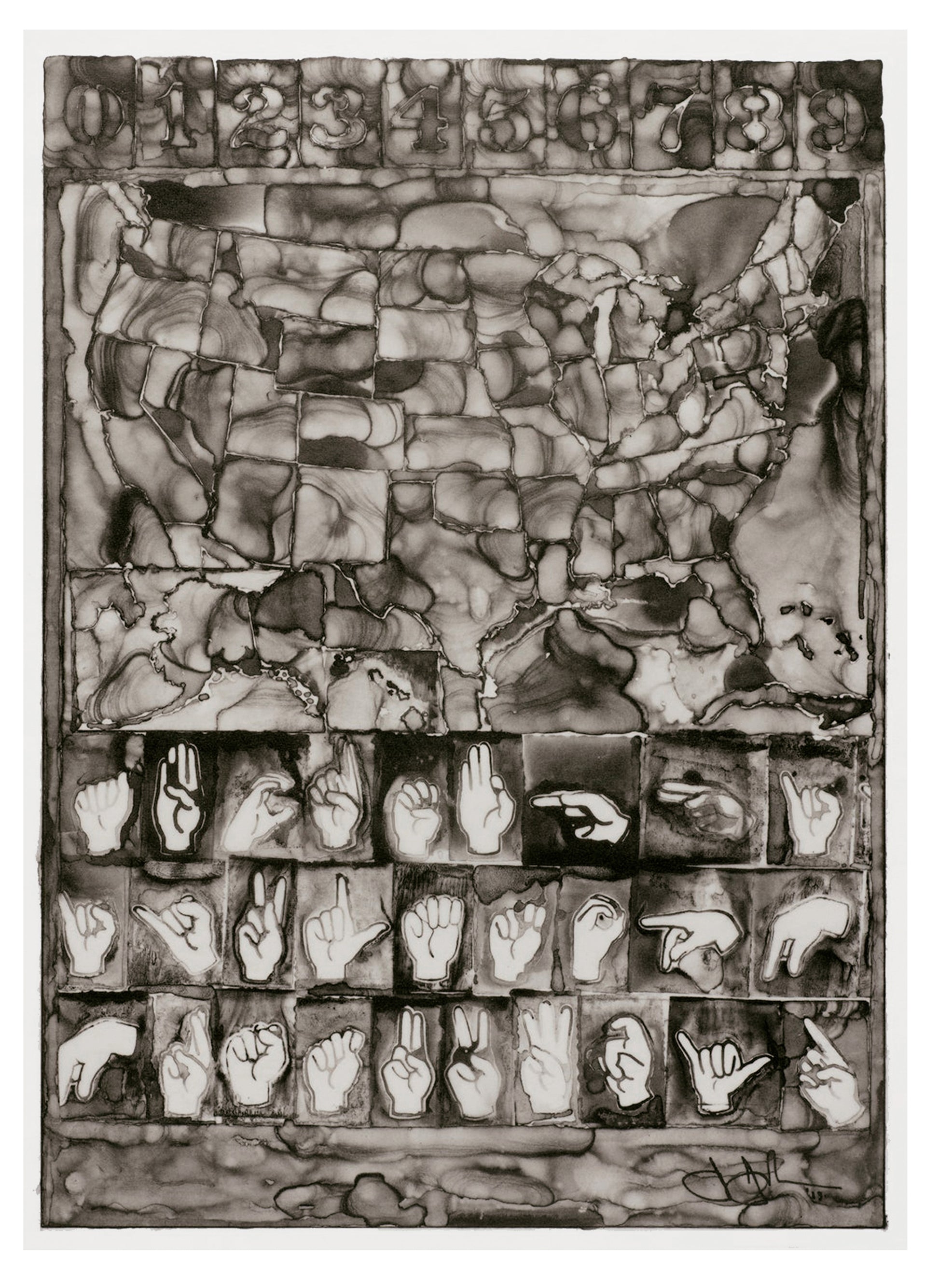Jasper Johns Untitled (Map) 2013 Offset Lithograph Print Full sheet