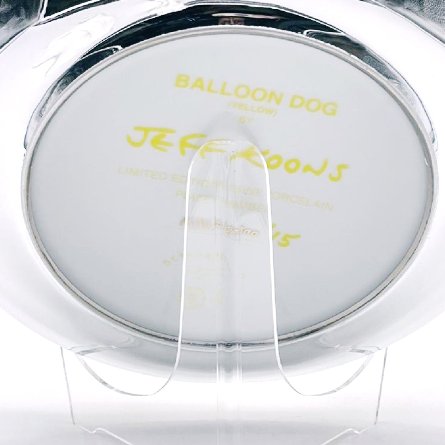 Jeff Koons Yellow Balloon Dog, 2015 Multiple Original Publisher's Box Never Displayed Handled Verso of Yellow Balloon Dog with Plastic Stand