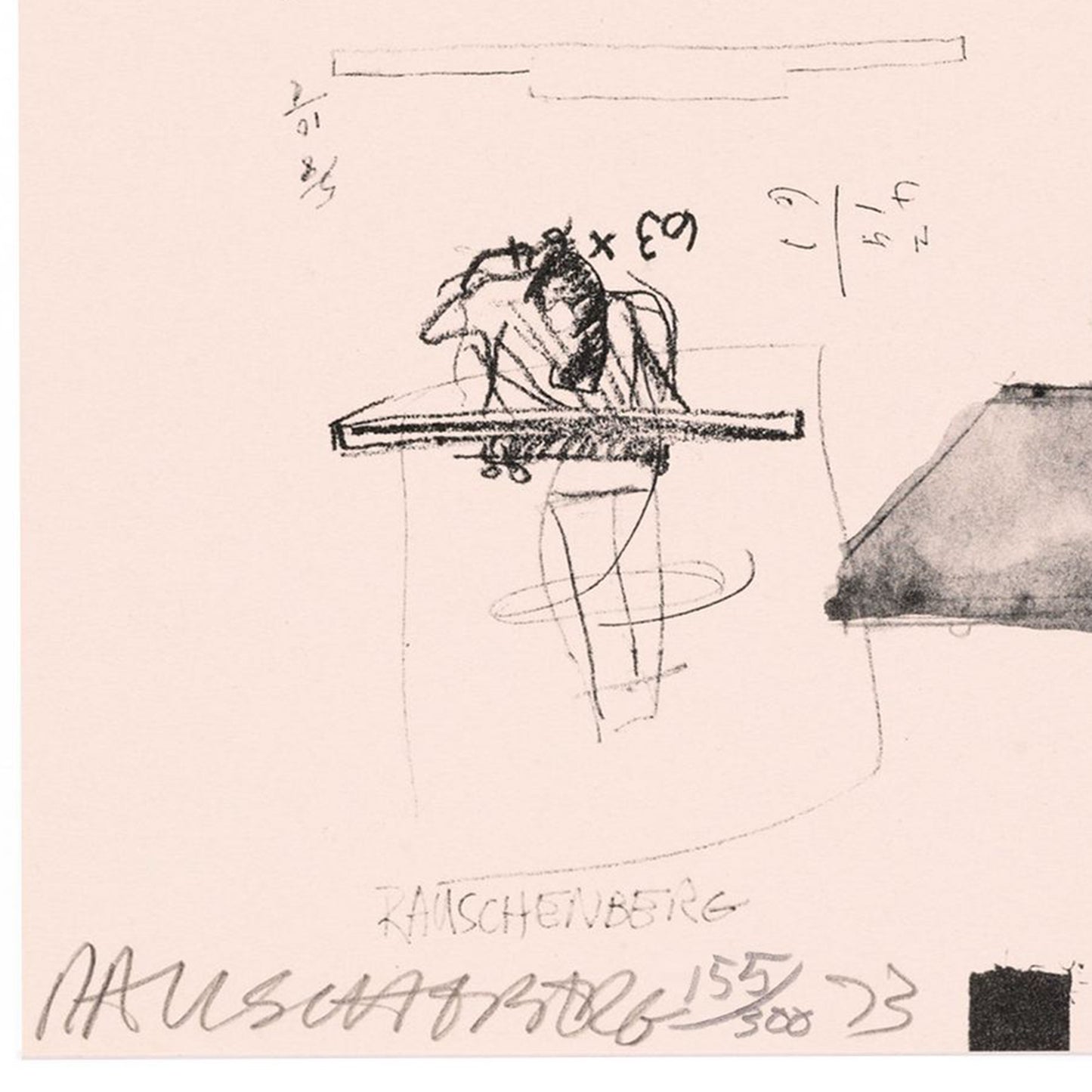 Robert Rauschenberg Untitled, 1973 Lithograph & Screenprint detail of signature, edition and date