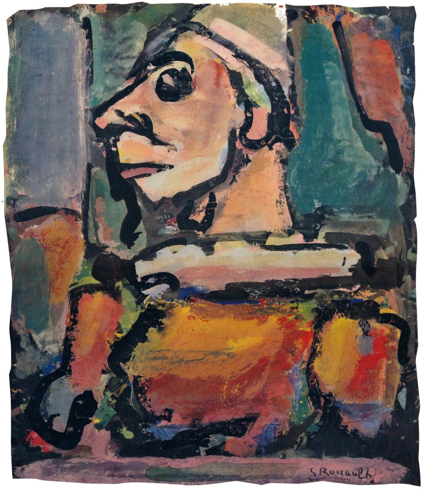 George Rouault Le Moqneur Divertissement 1943 Offset Color Lithograph