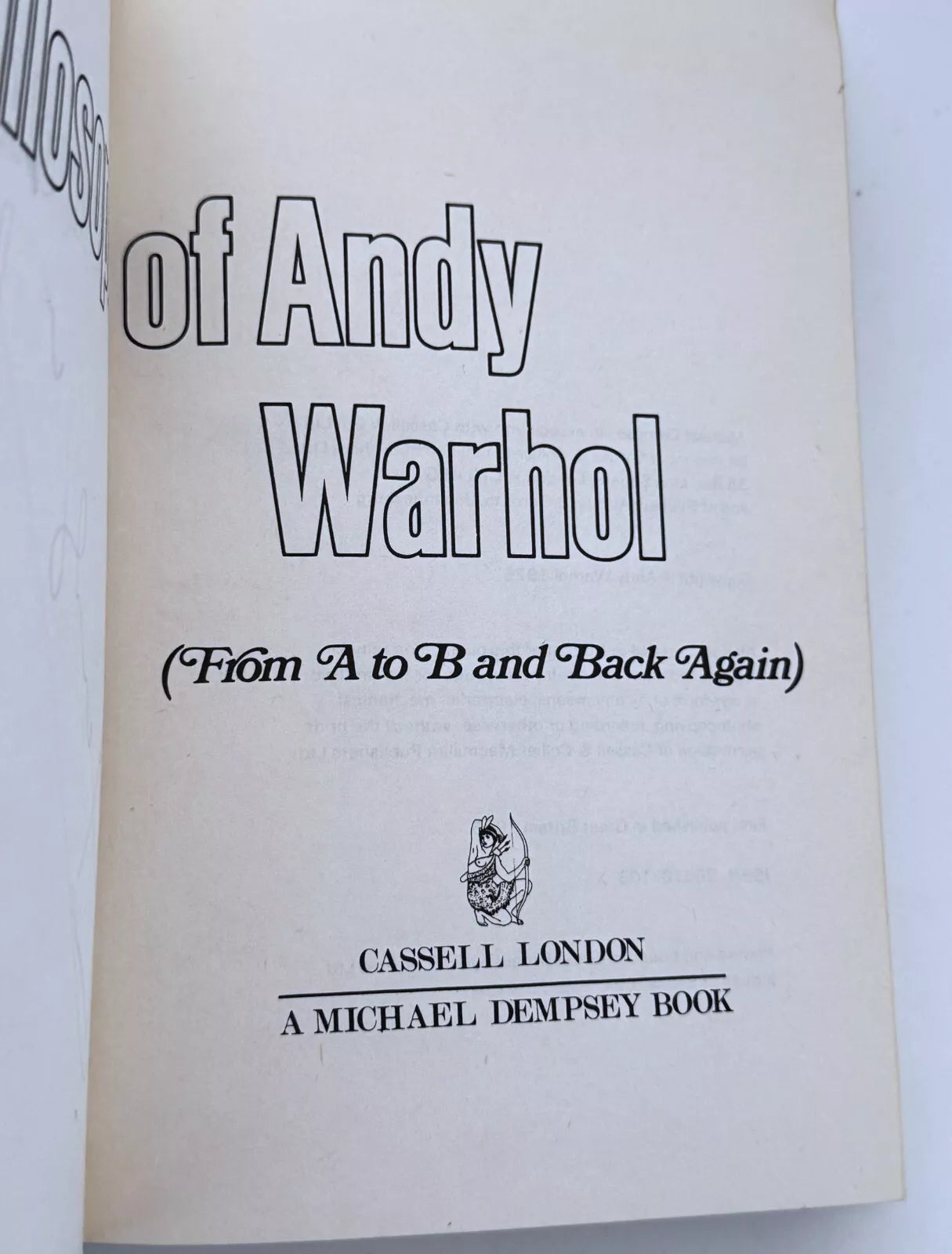 Andy Warhol The Philosophy of Andy Warhol 1975 Signed 1st UK Ed