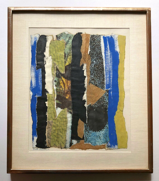 Beate Hulbeck Untitled 1956 Unique Mixed Media Dada Collage Signed Dated Framed