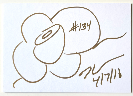 Jeff Koons Flower #134, 2016 Unique Gold Marker Drawing on Card Unframed