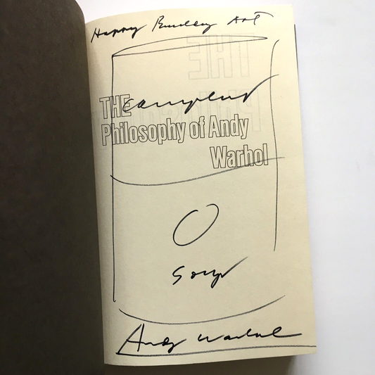 Andy Warhol Campbell's Soup Hand Signed Unique Drawing, 1975 inscribed Title Page Andy Warhol The Philosophy of Andy Warhol From A to B and Back Again