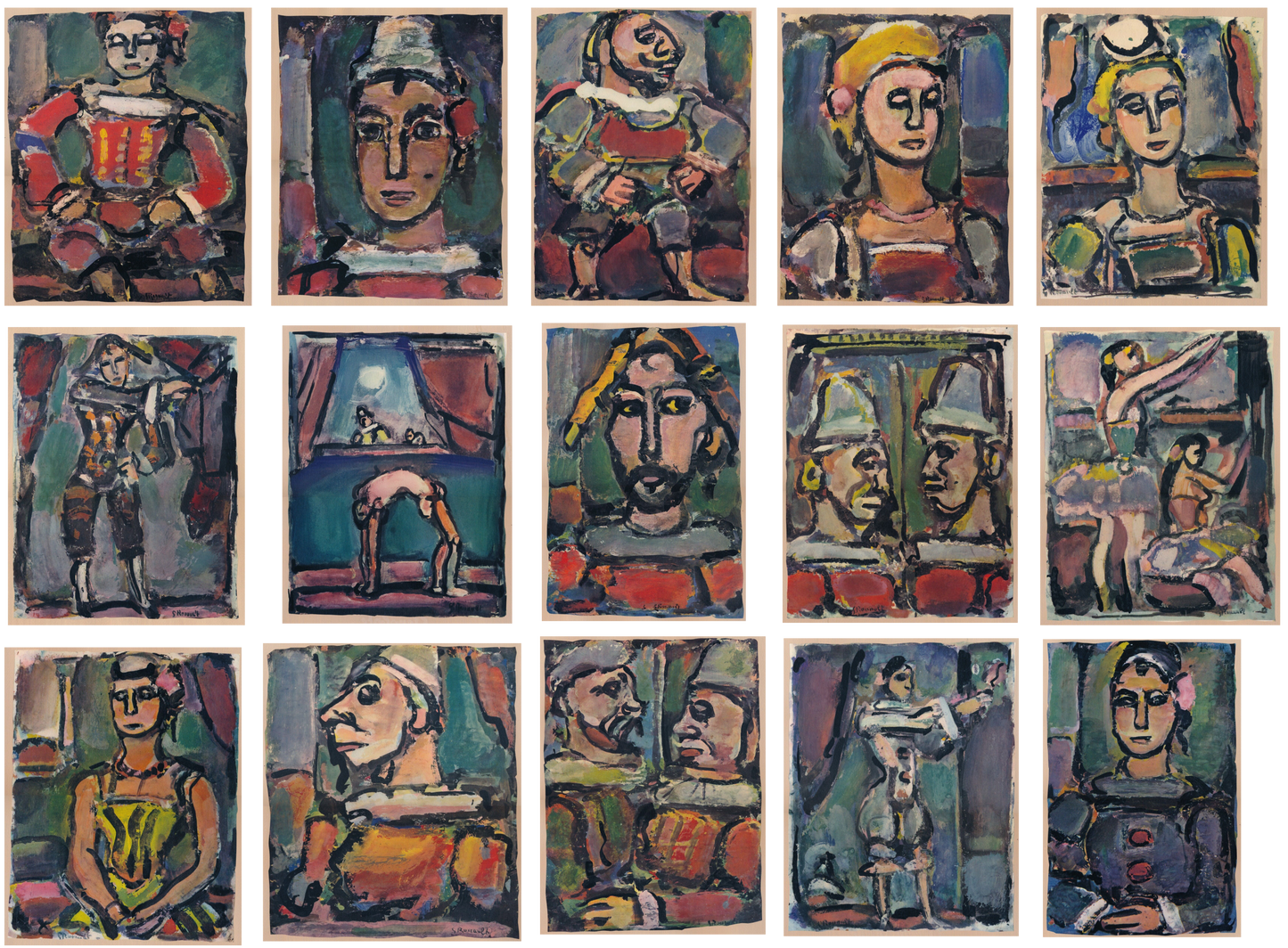 George Rouault Divertissement 1943 Portfolio 15 Offset Color Lithographs Unframed