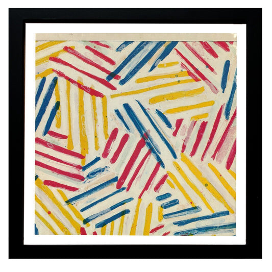 Jasper Johns Crosshatch 1976 Offset Color Lithograph Framed