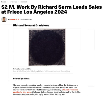 Richard Serra leads 2024 Frieze Los Angeles Art Fair with sale of $2 million drawing